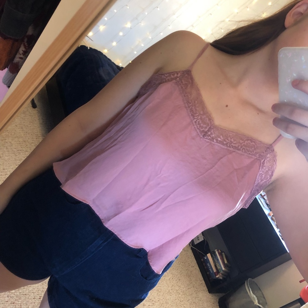 pink satin tank top